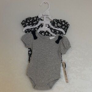 Nicole Miller Gray and Black Floral Bodysuits